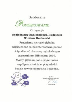 Podziękowanie&#x20;Gminnej&#x20;Biblioteki&#x20;Publicznej&#x20;w&#x20;Rudzińcu&#x20;&#x28;2019&#x20;r&#x2e;&#x29;
