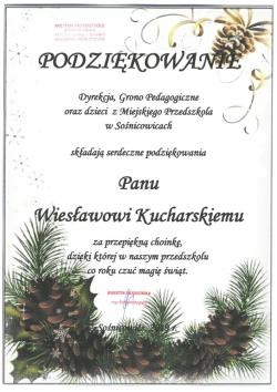 Podziękowanie&#x20;Miejskiego&#x20;Przedszkola&#x20;w&#x20;Sośnicowicach